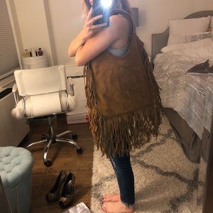 Jennifer Haley suede fringe tote bag